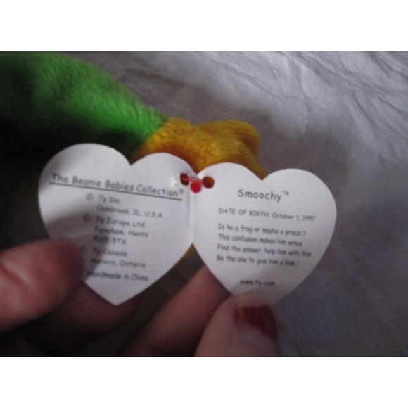 Original TY Beanie Babies Smoochy the Prince Frog with Heart Tag RARE! 1997 - Picture 6 of 6